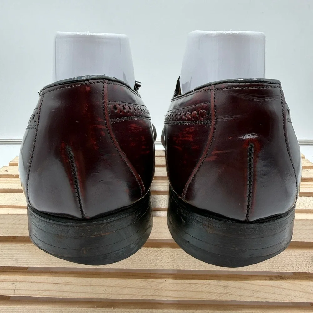 Johnston & Murphy Loafers Aristocraft Wingtip Tassel Burgundy Leather Mens 9.5 C
